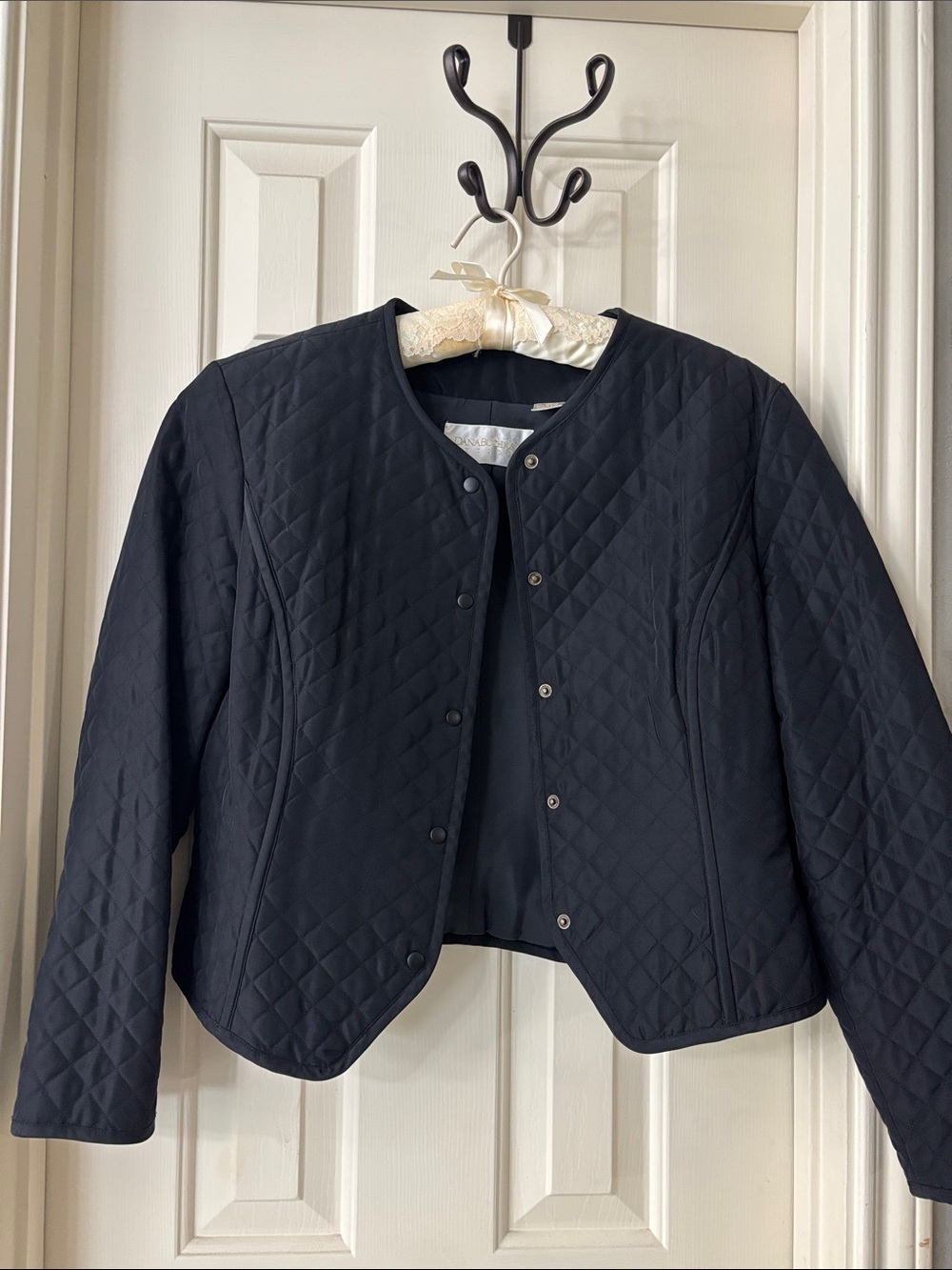 Dana Buchman Quilted Black Bomber Jacket